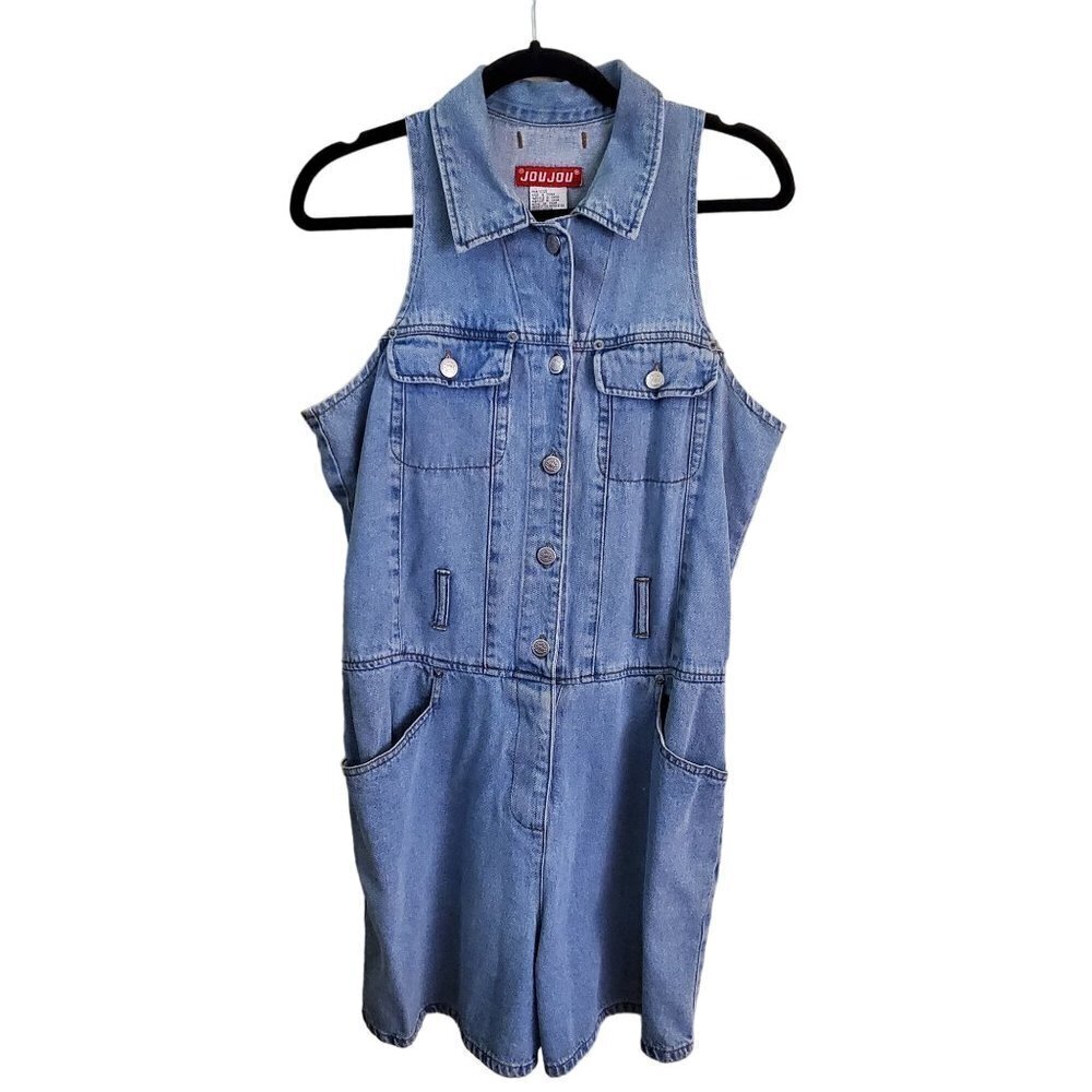 Jou jou Vintage Y2K 90s Denim Romper Jumpsuit Size 12